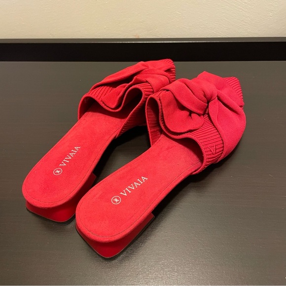 VIVAIA Yaffa Pointed Toe Knot Sandals in Ruby Red - Picture 8 of 12